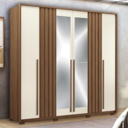 Guarda Roupa Casal Coimbra 6 Portas Jatobá/Areia com Espelho e Pés - Santos Andirá Guarda Roupa Casal Coimbra 6 Portas Jatobá/Areia com Espelho e Pés - Santos Andirá