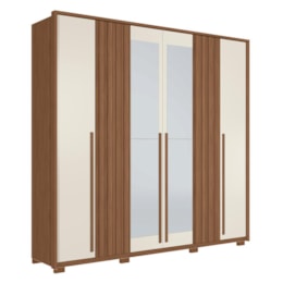 Guarda Roupa Casal Coimbra 6 Portas Jatobá/Areia com Espelho e Pés - Santos Andirá Guarda Roupa Casal Coimbra 6 Portas Jatobá/Areia com Espelho e Pés - Santos Andirá