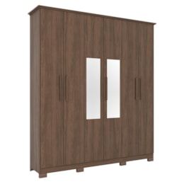 Guarda Roupa Casal Cover 6 Portas Castanho com Espelho - Móveis Henn Guarda Roupa Casal Cover 6 Portas Castanho com Espelho - Móveis Henn