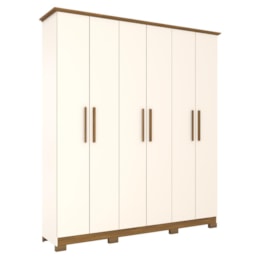 Guarda Roupa Casal Cover 6 Portas Off White/Nature - Móveis Henn Guarda Roupa Casal Cover 6 Portas Off White/Nature - Móveis Henn