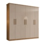 Guarda Roupa Casal Cover 6 Portas Off White/Nature - Móveis Henn