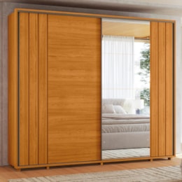 Guarda Roupa Casal Dalí Ripado 2 Portas Deslizantes Cinamomo com 4 Espelhos - Madetec