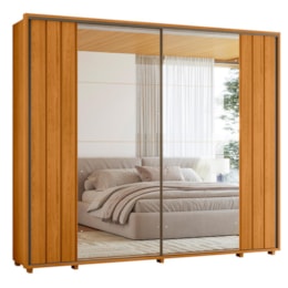 Guarda Roupa Casal Dalí Ripado 2 Portas Deslizantes Cinamomo com 8 Espelhos - Madetec