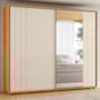 Guarda Roupa Casal Dalí Ripado 2 Portas Deslizantes Cinamomo/Off White com 4 Espelhos - Madetec