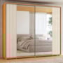 Guarda Roupa Casal Dalí Ripado 2 Portas Deslizantes Cinamomo/Off White com 8 Espelhos - Madetec