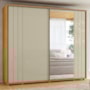 Guarda Roupa Casal Dalí Ripado 2 Portas Deslizantes Cumaru/Opala com 4 Espelhos - Madetec 