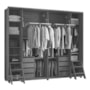 Guarda Roupa Casal Dalí Ripado 2 Portas Deslizantes Cumaru/Opala com 4 Espelhos - Madetec 