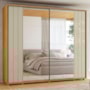 Guarda Roupa Casal Dalí Ripado 2 Portas Deslizantes Cumaru/Opala com 8 Espelhos - Madetec 