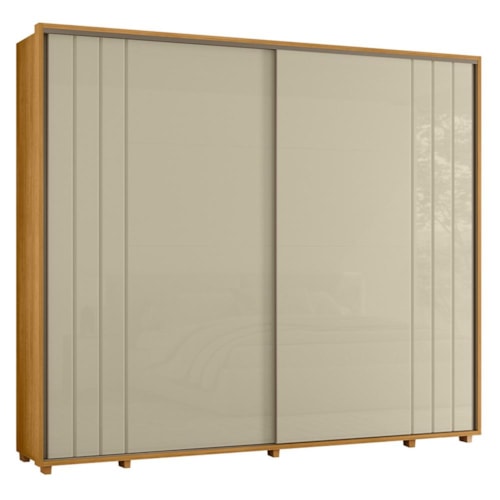 Guarda Roupa Casal Dalí Ripado 2 Portas Deslizantes Cumaru/Opala - Madetec