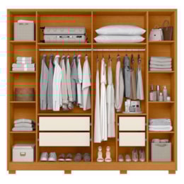 Guarda Roupa Casal Deville Ripado 6 Portas Cinamomo/Off White com Espelho - Móveis Albatroz Guarda Roupa Casal Deville Ripado 6 Portas Cinamomo/Off White com Espelho - Móveis Albatroz