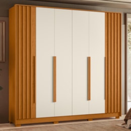 Guarda Roupa Casal Deville Ripado 6 Portas Cinamomo/Off White - Móveis Albatroz Guarda Roupa Casal Deville Ripado 6 Portas Cinamomo/Off White - Móveis Albatroz