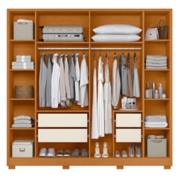 Guarda Roupa Casal Deville Ripado 6 Portas com Espelho - Móveis Albatroz Cinamomo/Off White