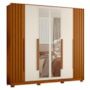 Guarda Roupa Casal Deville Ripado 6 Portas com Espelho - Móveis Albatroz Cinamomo/Off White