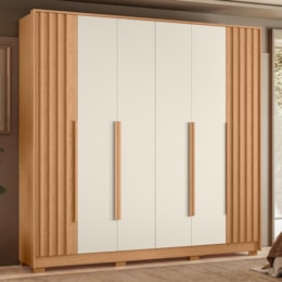 Guarda Roupa Casal Deville Ripado 6 Portas Freijó/Off White - Móveis Albatroz Guarda Roupa Casal Deville Ripado 6 Portas Freijó/Off White - Móveis Albatroz