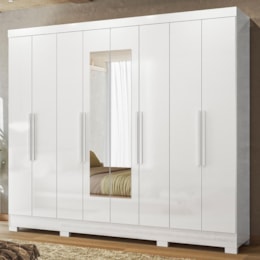 Guarda Roupa Casal Diplomata 8 Portas Branco com Espelho - Moval Guarda Roupa Casal Diplomata 8 Portas Branco com Espelho - Moval