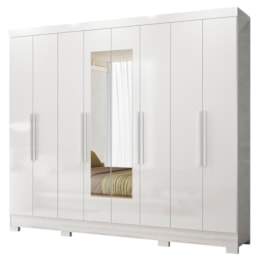 Guarda Roupa Casal Diplomata 8 Portas Branco com Espelho - Moval Guarda Roupa Casal Diplomata 8 Portas Branco com Espelho - Moval