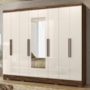 Guarda Roupa Casal Diplomata 8 Portas Castanho Wood/Off White com Espelho - Moval