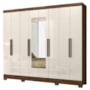 Guarda Roupa Casal Diplomata 8 Portas Castanho Wood/Off White com Espelho - Moval