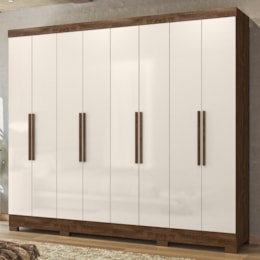 Guarda Roupa Casal Diplomata 8 Portas Castanho Wood/Off White - Moval Guarda Roupa Casal Diplomata 8 Portas Castanho Wood/Off White - Moval