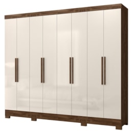 Guarda Roupa Casal Diplomata 8 Portas Castanho Wood/Off White - Moval