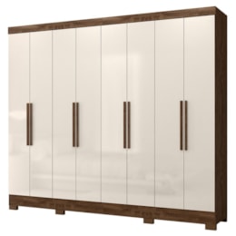 Guarda Roupa Casal Diplomata 8 Portas Castanho Wood/Off White - Moval Guarda Roupa Casal Diplomata 8 Portas Castanho Wood/Off White - Moval