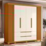 Guarda Roupa Casal Doble 4 Portas e 4 Gavetas Cinamomo/Off White - Móveis Albatroz