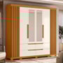 Guarda Roupa Casal Doble 4 Portas e 4 Gavetas com Espelho Cinamomo/Off White - Móveis Albatroz