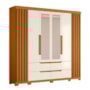 Guarda Roupa Casal Doble 4 Portas e 4 Gavetas com Espelho Cinamomo/Off White - Móveis Albatroz