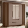 Guarda Roupa Casal Doble 4 Portas e 4 Gavetas com Espelho Nogueira/Capuccino - Móveis Albatroz