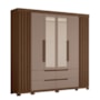 Guarda Roupa Casal Doble 4 Portas e 4 Gavetas com Espelho Nogueira/Capuccino - Móveis Albatroz