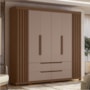 Guarda Roupa Casal Doble 4 Portas e 4 Gavetas Nogueira/Capuccino - Móveis Albatroz