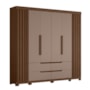 Guarda Roupa Casal Doble 4 Portas e 4 Gavetas Nogueira/Capuccino - Móveis Albatroz