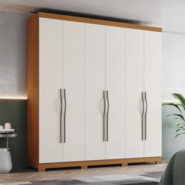 Guarda Roupa Casal Dominic 6 Portas 2 Gavetas Cinamomo/Off White - Móveis Henn