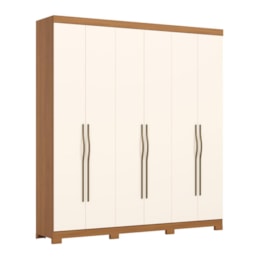 Guarda Roupa Casal Dominic 6 Portas 2 Gavetas Cinamomo/Off White - Móveis Henn