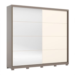 Guarda Roupa Casal Dream 2 Portas Deslizantes Avelã/Off White com Espelho – Móveis Henn