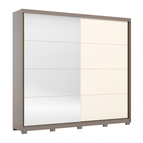 Guarda Roupa Casal Dream 2 Portas Deslizantes Avelã/Off White com Espelho – Móveis Henn