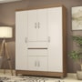 Guarda Roupa Casal Ecom II  6 Portas e 2 Gavetas Amêndola/Off White - Demóbile