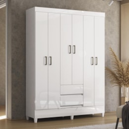 Guarda Roupa Casal Fit 6 Portas e 2 Gavetas Branco - Santos Andirá 