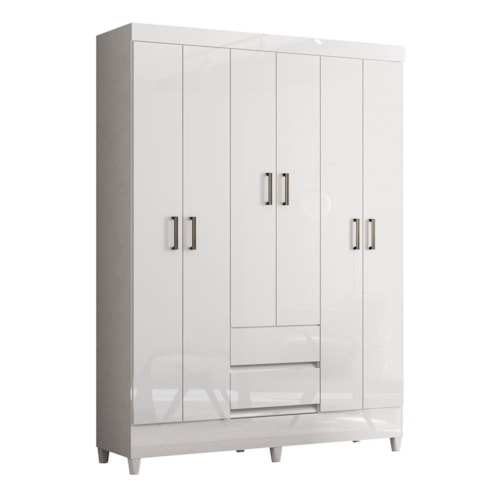 Guarda Roupa Casal Fit 6 Portas e 2 Gavetas Branco - Santos Andirá 