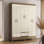 Guarda Roupa Casal Fit 6 Portas e 2 Gavetas Jequitibá/Off White - Santos Andirá