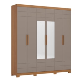 Guarda Roupa Casal Flora 6 Portas Cinamomo/Avelã com Espelho - Móveis Henn