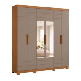 Guarda Roupa Casal Flora 6 Portas Cinamomo/Avelã com Espelho - Móveis Henn