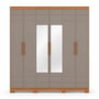 Guarda Roupa Casal Flora 6 Portas Cinamomo/Avelã com Espelho - Móveis Henn