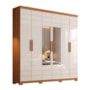 Guarda Roupa Casal Flora 6 Portas Cinamomo/Off White com Espelho - Móveis Henn