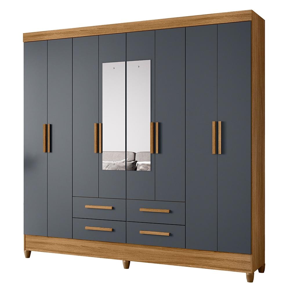 Guarda Roupa Casal MS912 6 Portas e 2 Gavetas Freijó/Cinza com