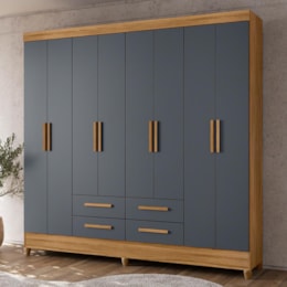 Guarda Roupa Casal Flórida 8 Portas e 4 Gavetas Freijó/Cinza - Moval Guarda Roupa Casal Flórida 8 Portas e 4 Gavetas Freijó/Cinza - Moval