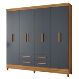 Guarda Roupa Casal Flórida 8 Portas e 4 Gavetas Freijó/Cinza - Moval Guarda Roupa Casal Flórida 8 Portas e 4 Gavetas Freijó/Cinza - Moval