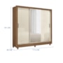 Guarda Roupa Casal França 3 Portas deslizantes e 2 Gavetas Jequitibá/Off White com Espelho e Pés - Santos Andirá