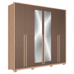 Guarda Roupa Casal Genova 6 Portas Wood/Terracota com Espelho e Pés - Santos Andirá Guarda Roupa Casal Genova 6 Portas Wood/Terracota com Espelho e Pés - Santos Andirá