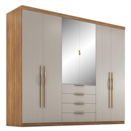 Guarda Roupa Casal Giardino 6 Portas 4 Gavetas Amêndola/Nude Prime com Espelho - Demóbile Guarda Roupa Casal Giardino 6 Portas 4 Gavetas Amêndola/Nude Prime com Espelho - Demóbile